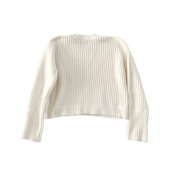 Asos Design Sweater Womens S Off-White Supersoft Knit Ribbed Cropped Crewneck - Picture 2 of 5